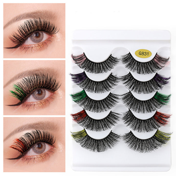 👁️✨ Color Natural Thick 5 Pairs Pack – 3D False Eyelashes (Imitation Mink)