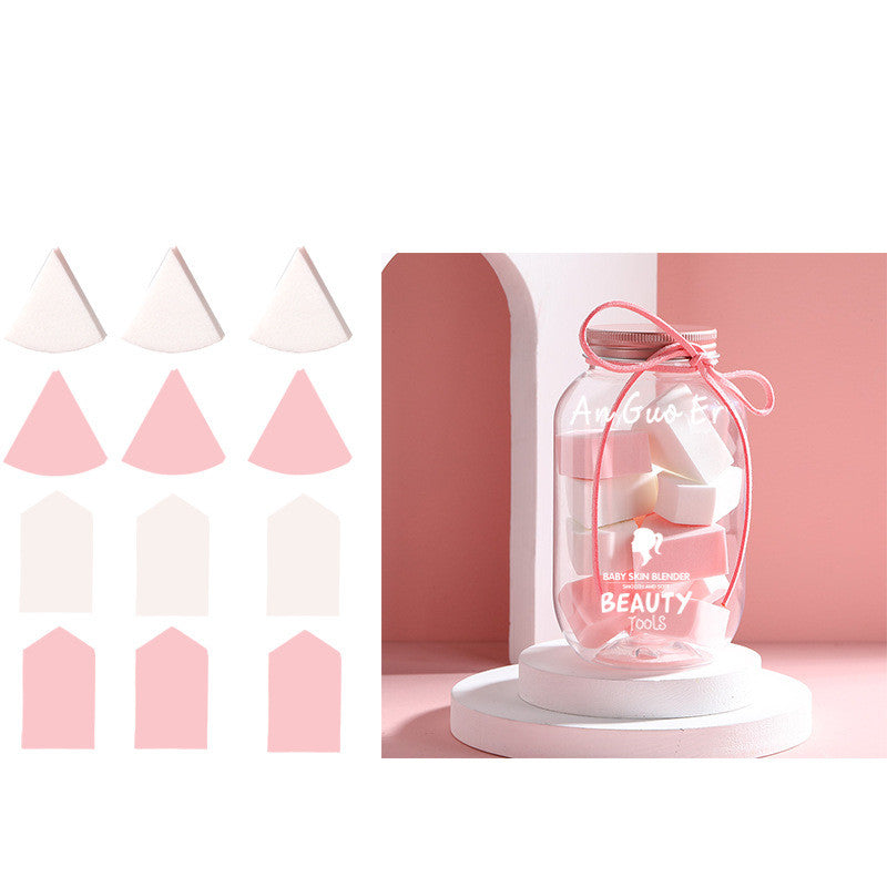 🥚💄 Makeup Egg Fan-Shaped Cushion Puff Set – 12PCS Soft Non-Latex Powder Puff Kit