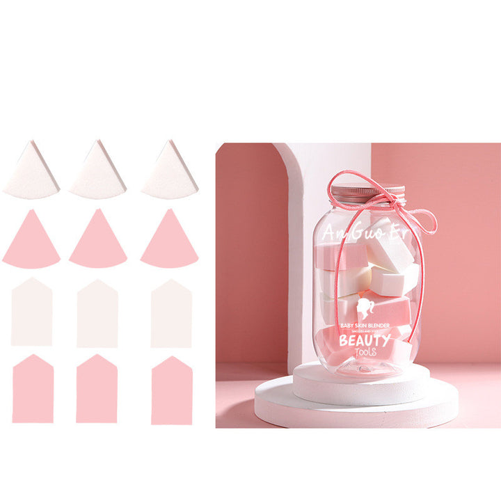 🥚💄 Makeup Egg Fan-Shaped Cushion Puff Set – 12PCS Soft Non-Latex Powder Puff Kit