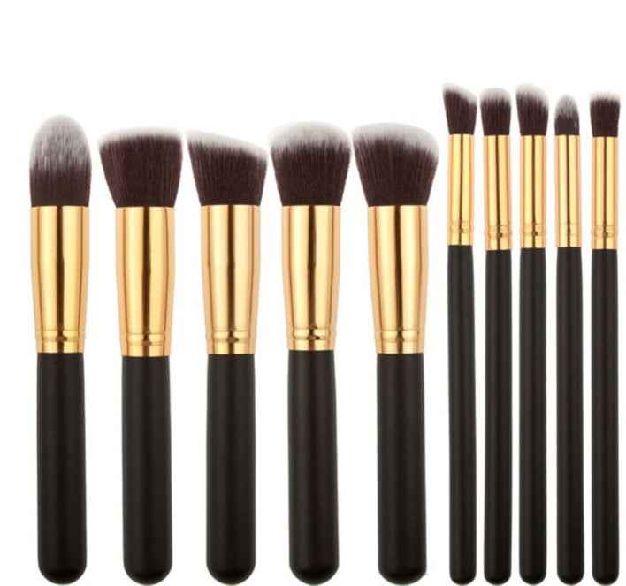 ✨ Black Bing Portable 10-Piece Makeup Brush Set — Beauty Tools Kit 💄