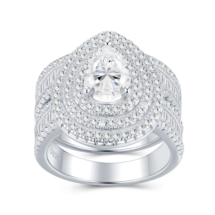 💍 Pear-Shaped Moissanite Engraved Ring – Platinum-Plated S925 Silver Luxury (Sizes 5–9) 💍