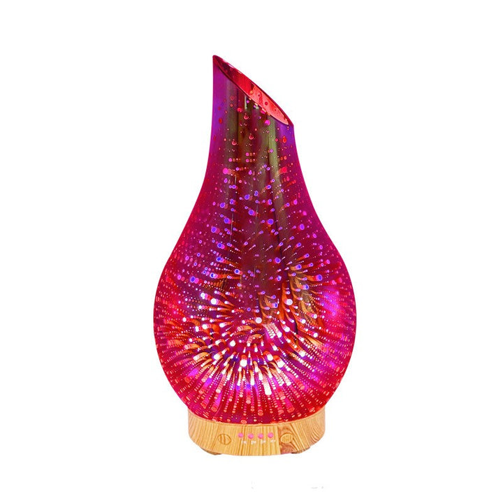 🌿💧 3D Glass Wood Grain Ultrasonic Humidifier | Cool Mist Aroma Diffuser ✨🏺