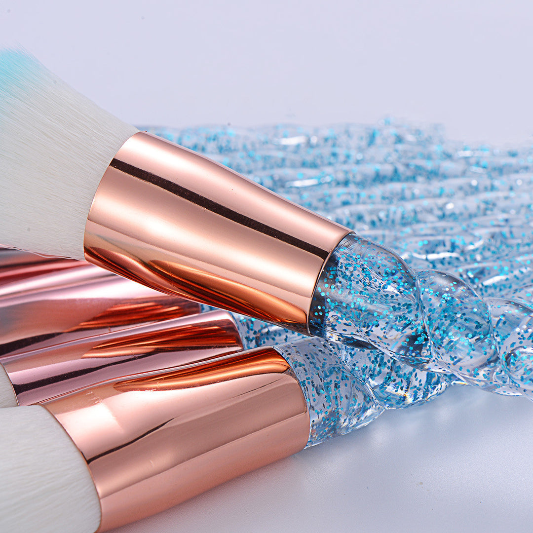 ✨ Nylon Spiral Unicorn Design Makeup Brush Set (10-Piece) 💄💎