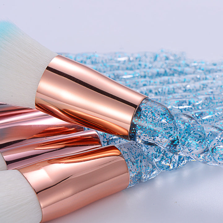 ✨ Nylon Spiral Unicorn Design Makeup Brush Set (10-Piece) 💄💎