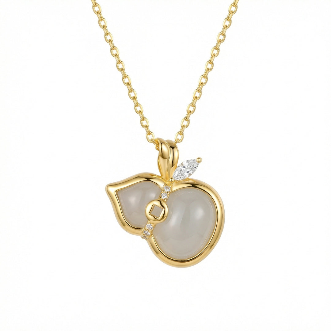 ✨ 925 Sterling Silver White Chalcedony Hulu & Peach Necklace