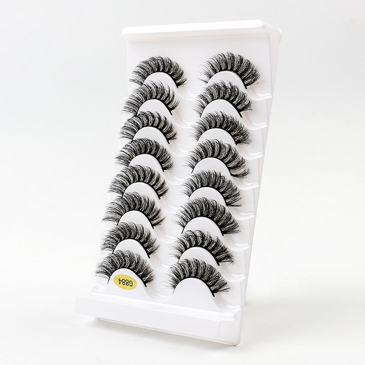 👁️✨ European & American 3D Dense DD Curl False Eyelashes – 8 Pairs Multi-Layer Set