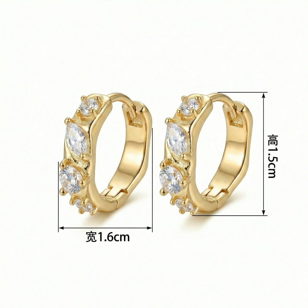✨ 925 Sterling Silver Marquise & Round Cut Cubic Zirconia Huggie Hoop Earrings ✨