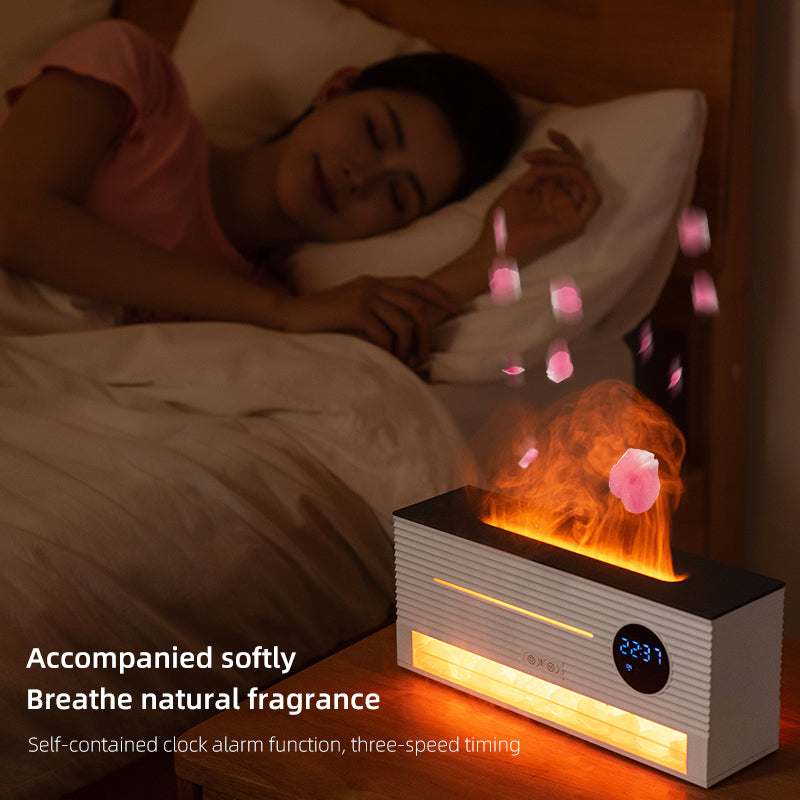 🔥🧂 Salt Rock Flame Humidifier | Clock Display Aroma Diffuser with Remote ✨