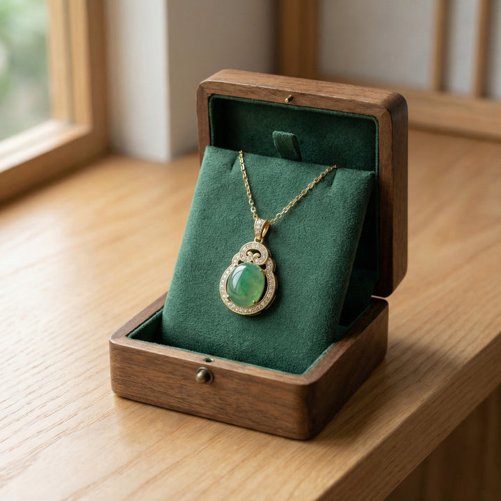 ✨ 925 Sterling Silver Green Jade Ruyi Necklace