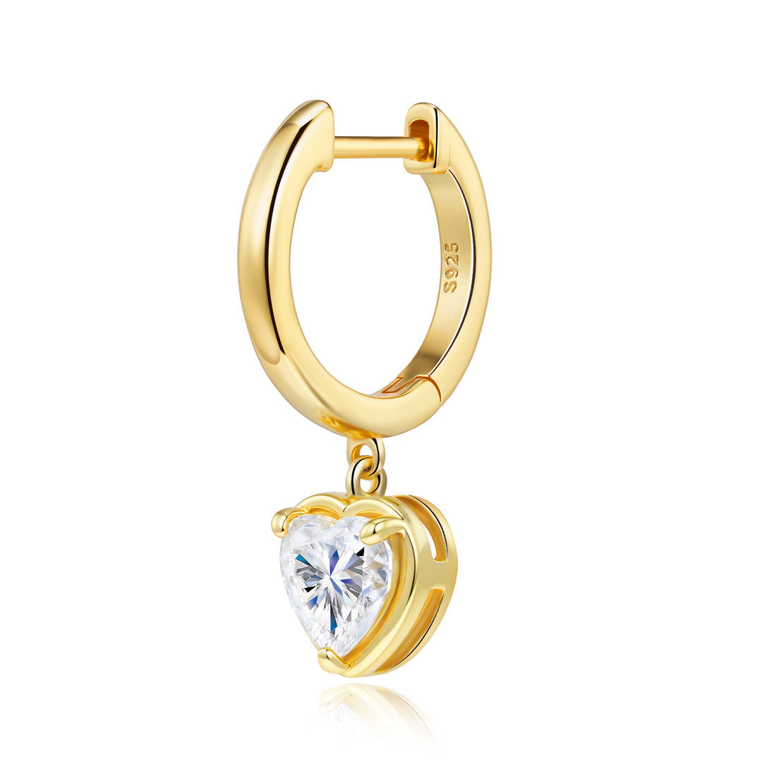 Heart-Shaped Morganite Stud Earrings – Gold-Plated S925 Silver