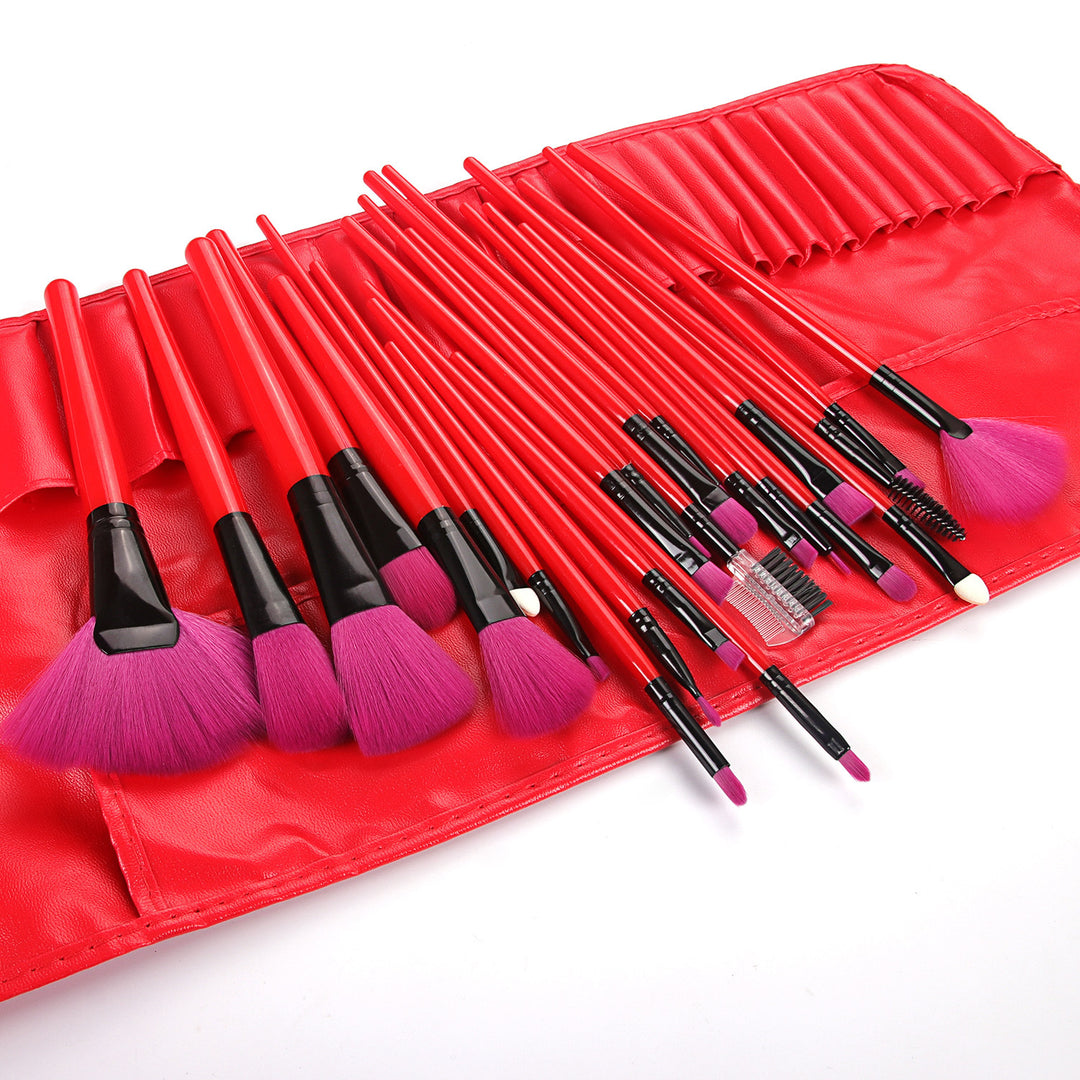 ✨ Shadowing 24-Piece Makeup Brush Set — Brown/Natural Wood Style Beauty Tools 💄🌿