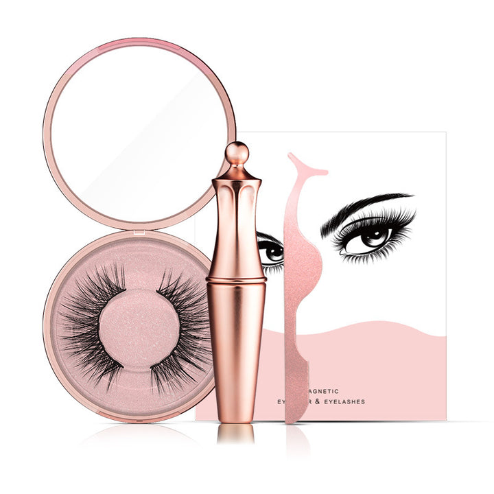 🧲👁️ Natural Long Lasting Magnetic Eyeliner & Magnetic False Eyelashes Set – 5 Pairs with Tweezers & Mirror Case