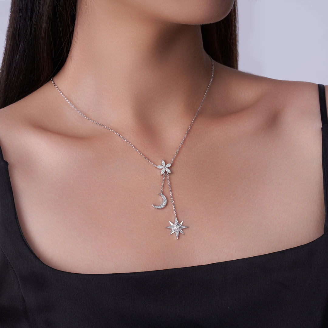 Luxury Minimalist Moissanite Pendant Necklace Set – Gold-Plated S925 Silver