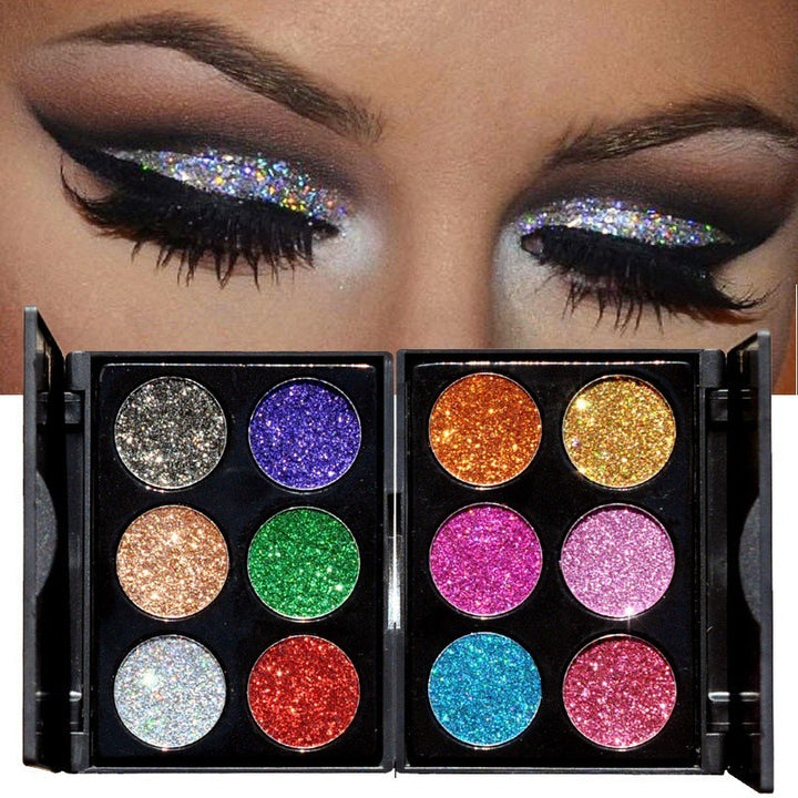 ✨ Sequin Eyeshadow Palette – 6 Color Glitter & Matte Travel Makeup Kit 💄