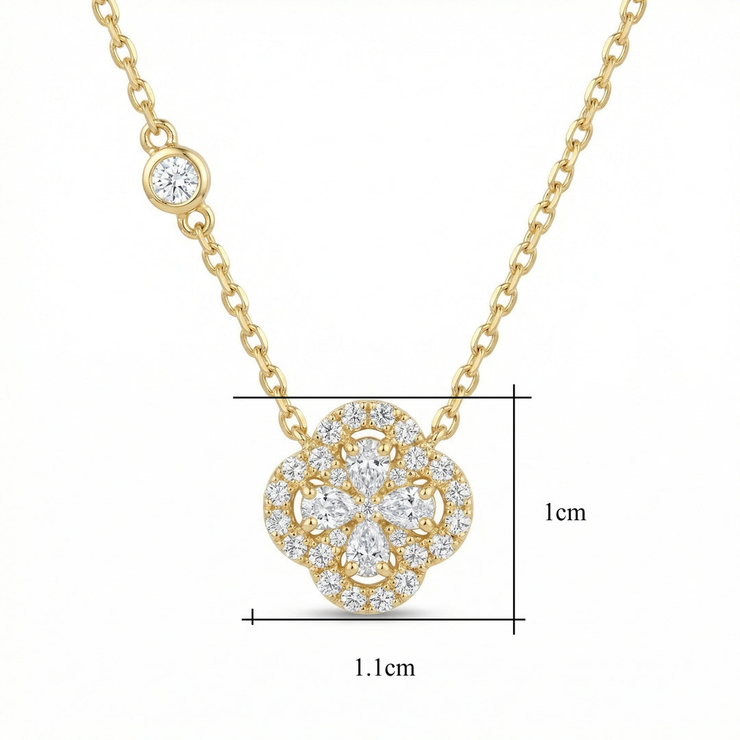 💎 Diamond Floral Pendant Necklace with Station Accent