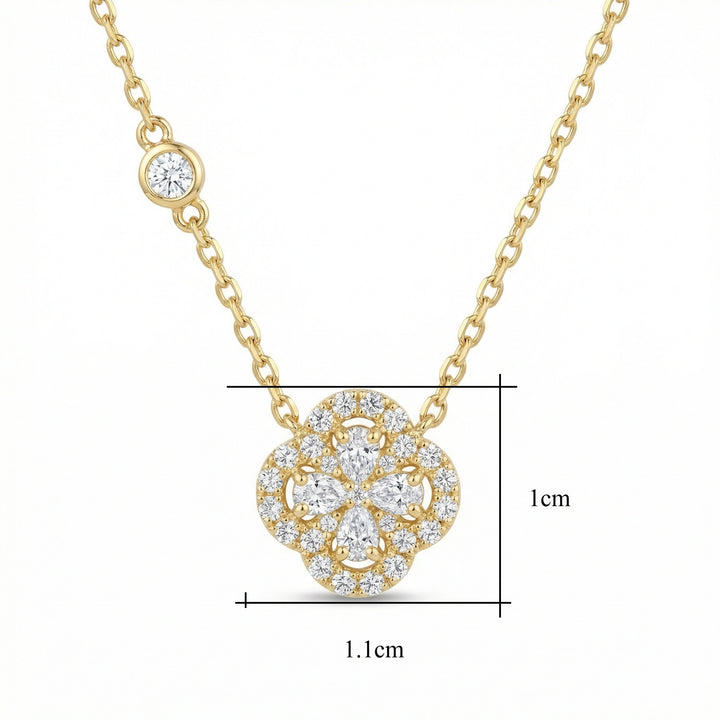 💎 Diamond Floral Pendant Necklace with Station Accent
