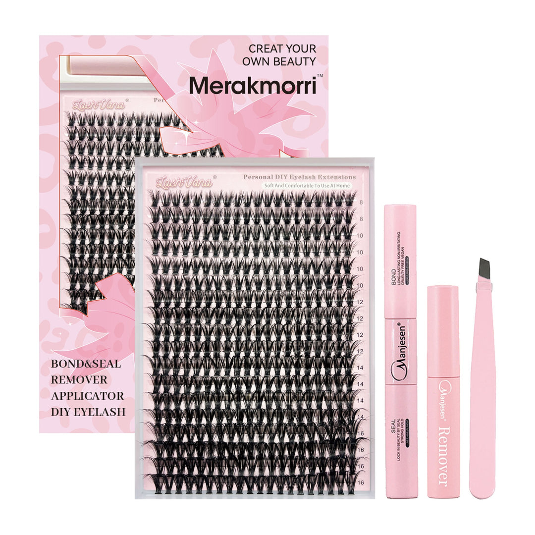 👁️✨ Eyelash Extension Kit Four-Piece Set – Single Cluster Natural Lash Box