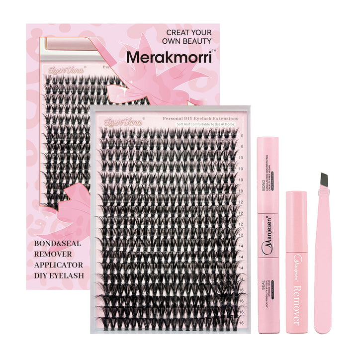 👁️✨ Eyelash Extension Kit Four-Piece Set – Single Cluster Natural Lash Box