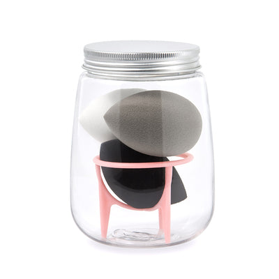 🥚💄 3+1 Makeup Sponge Set – Beauty Egg Cotton Puff Kit with Holder & Bottle