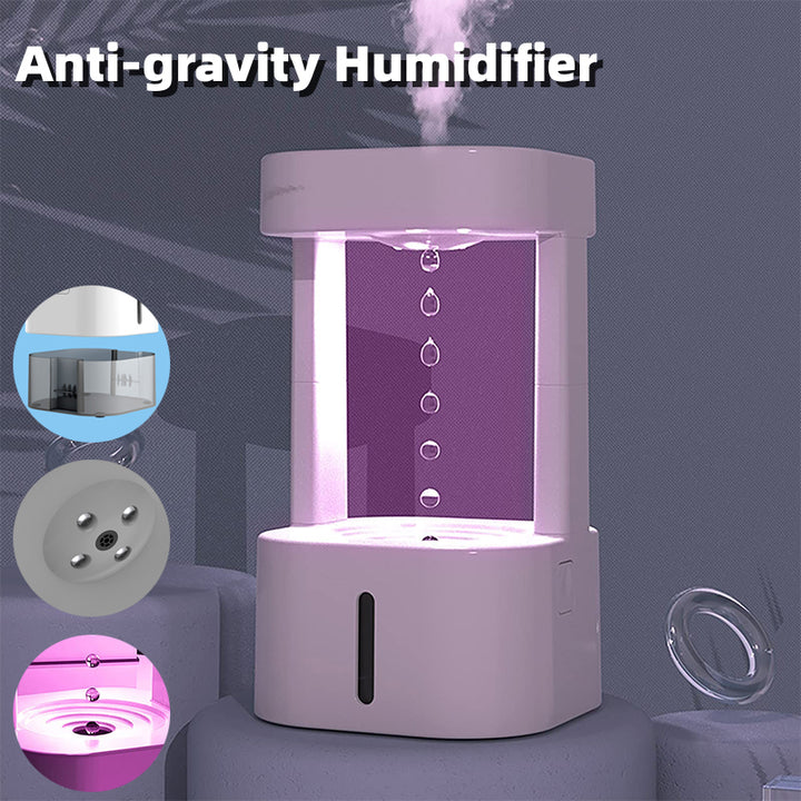 💧✨ Anti-Gravity Water Drop Humidifier | 580ML USB Mist & Ambient Light 🌙