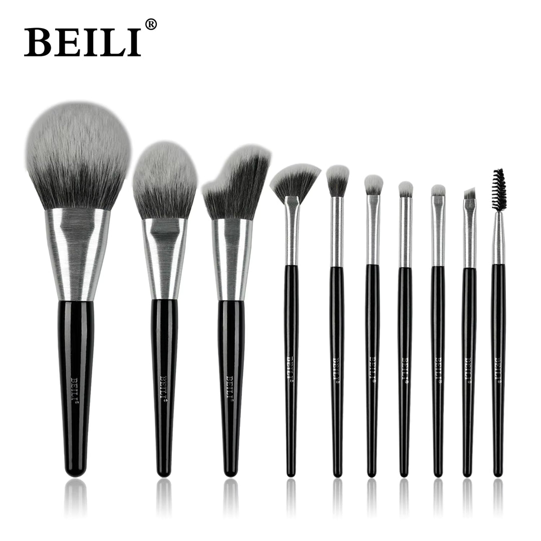 🖌️ 10-Piece Kabuki Makeup Brush Set – Soft Synthetic Brushes for Foundation, Concealer & Eyeshadow 💄✨