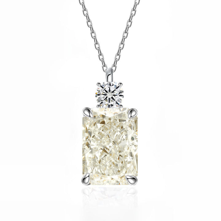 Women’s Deep Tanzanite Rectangular Necklace – 925 Silver Ice-Flower Cut Diamond Pendant