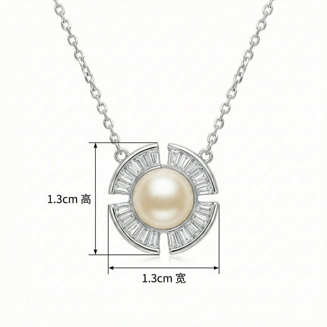 💎 925 Sterling Silver Geometric Pearl Necklace