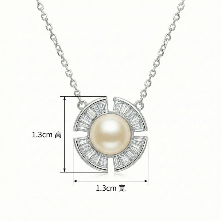 💎 925 Sterling Silver Geometric Pearl Necklace