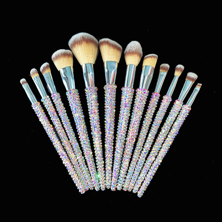 ✨ Diamond 12 Gems Makeup Brush Set — luxury sparkle for flawless beauty 💎💄
