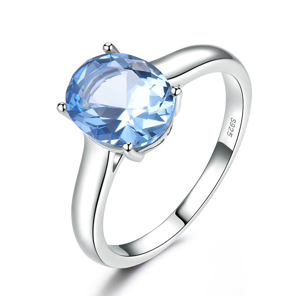S925 Sterling Silver Blue Topaz Ring – Romantic Elegant Women’s Jewelry