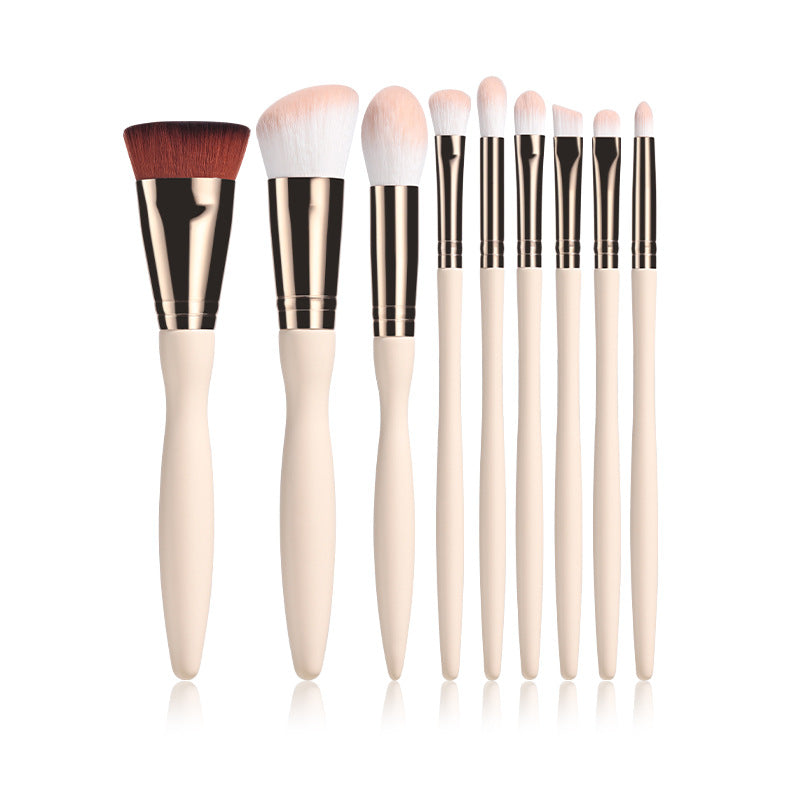 ✨ 9-Piece Beige Makeup Brush Set — Synthetic Fluff Beauty Tools 💄🤍