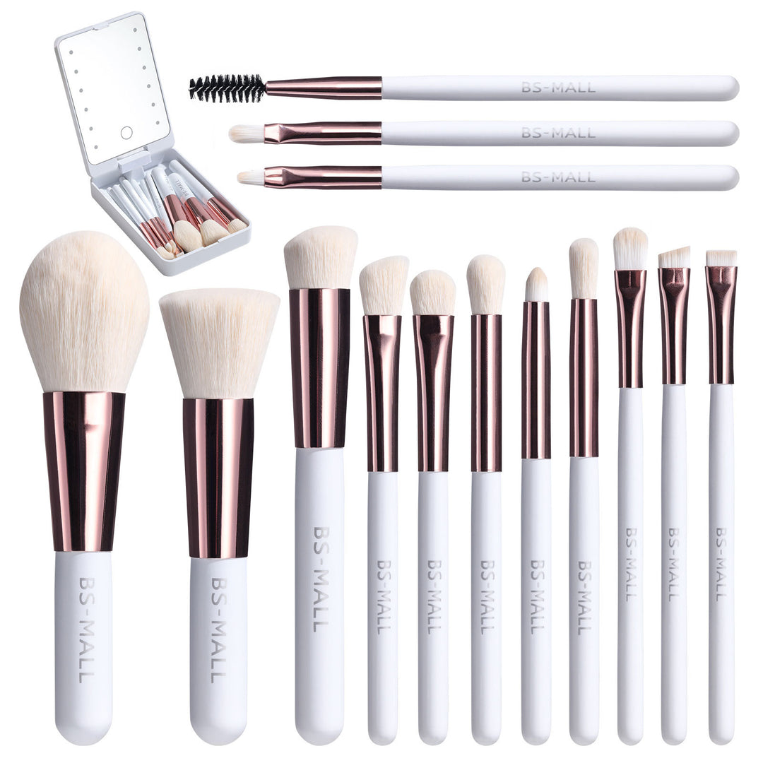 ✨ Rechargeable Luminous Mirror 14-Piece Makeup Brush Set 💄🔆