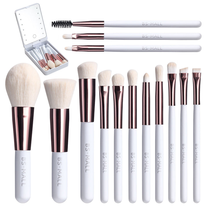 ✨ Rechargeable Luminous Mirror 14-Piece Makeup Brush Set 💄🔆
