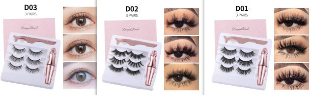 🧲👁️ Natural Long Lasting Magnetic Eyeliner & Magnetic False Eyelashes Set – 5 Pairs with Tweezers & Mirror Case
