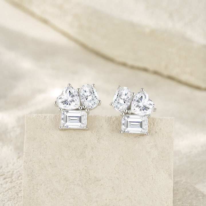 Luxury Minimalist Moissanite Stud Earrings – Platinum-Plated S925 Silver