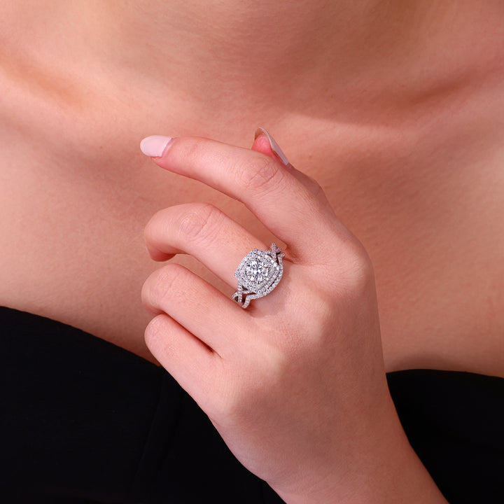 💍 1 Carat Moissanite Ring Set – Platinum-Plated S925 Silver (Sizes 5–9) 💍