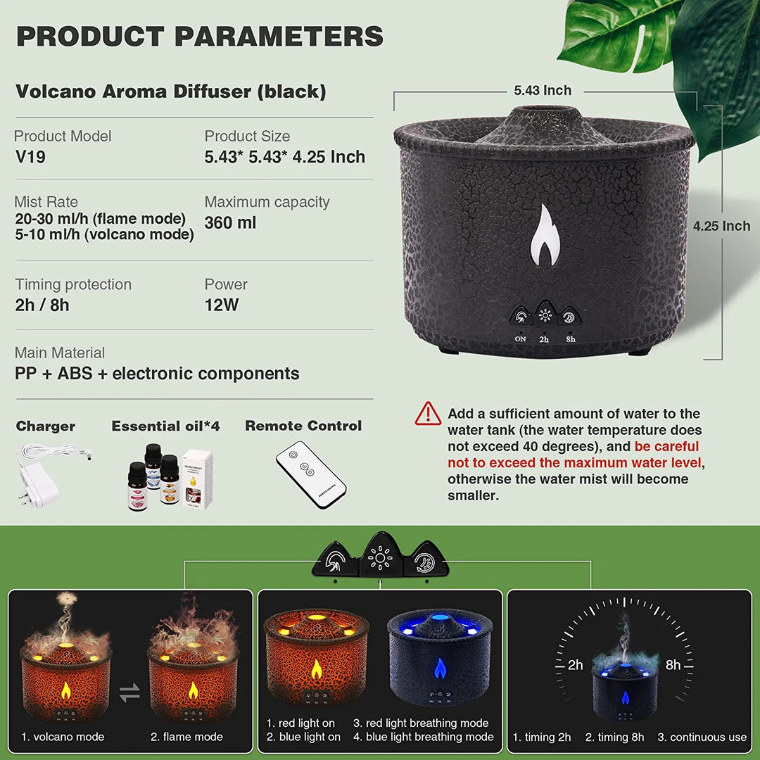 🔥🌋 Jellyfish Fire Volcano Humidifier | Portable Flame Aroma Diffuser ✨