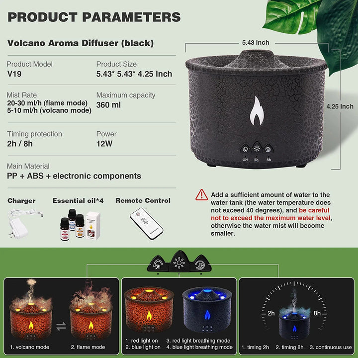 🔥🌋 Jellyfish Fire Volcano Humidifier | Portable Flame Aroma Diffuser ✨