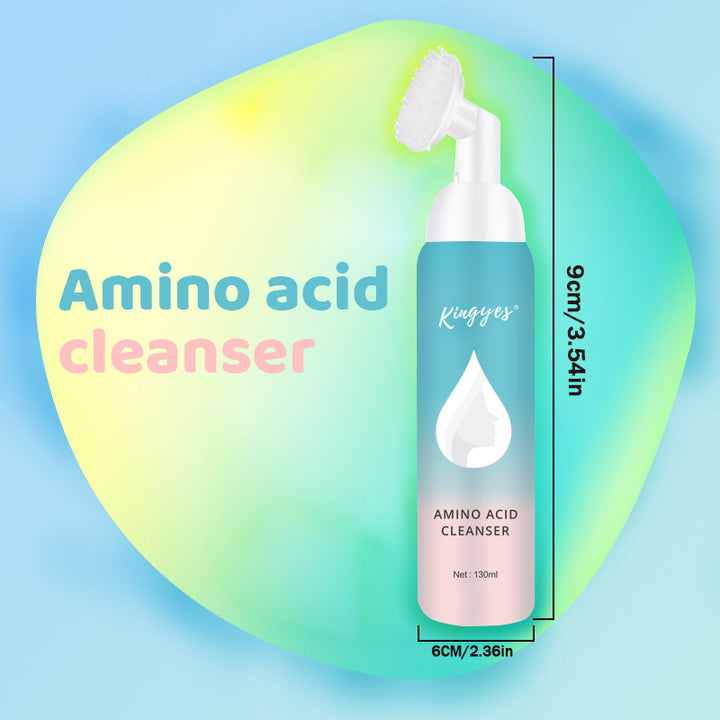 🧼💗 Amino Acid Foaming Facial Cleanser with Silicone Brush | Gentle Deep Clean for All Skin Types
