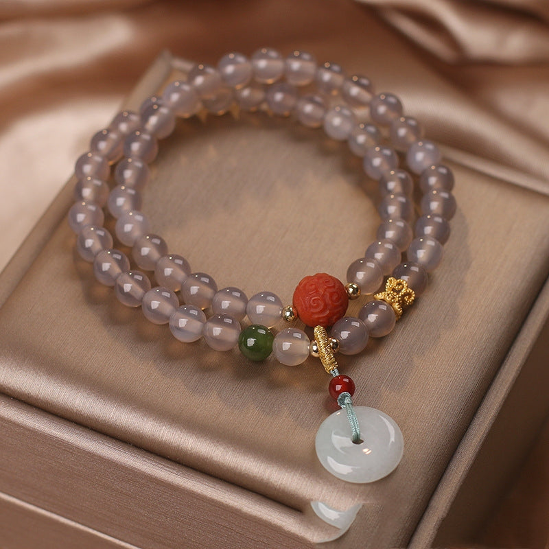 Natural Gray Chinese Multi-Layer Beaded Bracelet – Original Design for Women
