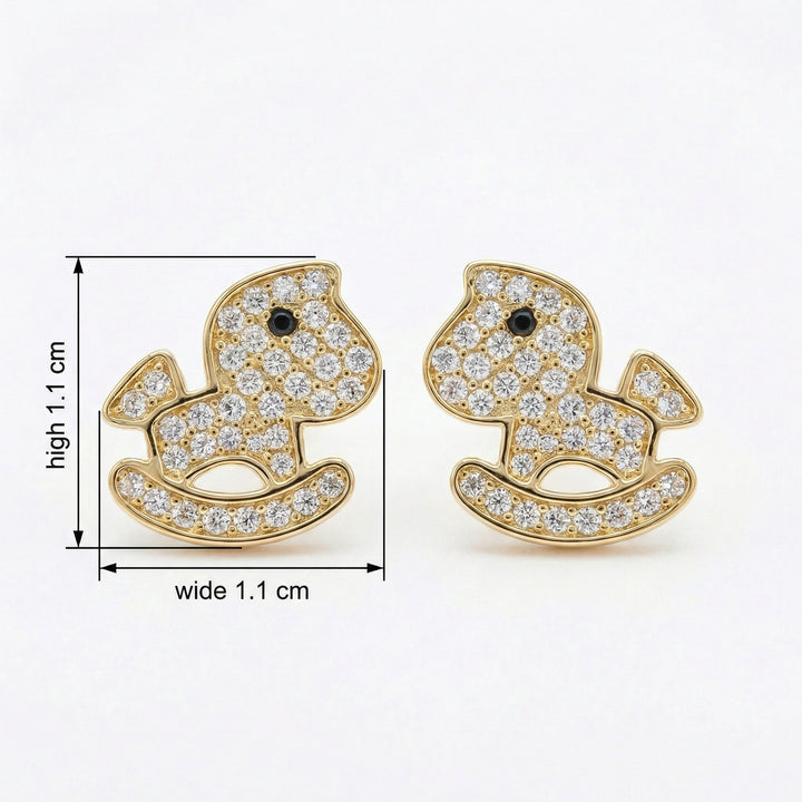 ✨ 925 Sterling Silver Rocking Horse Stud Earrings ✨