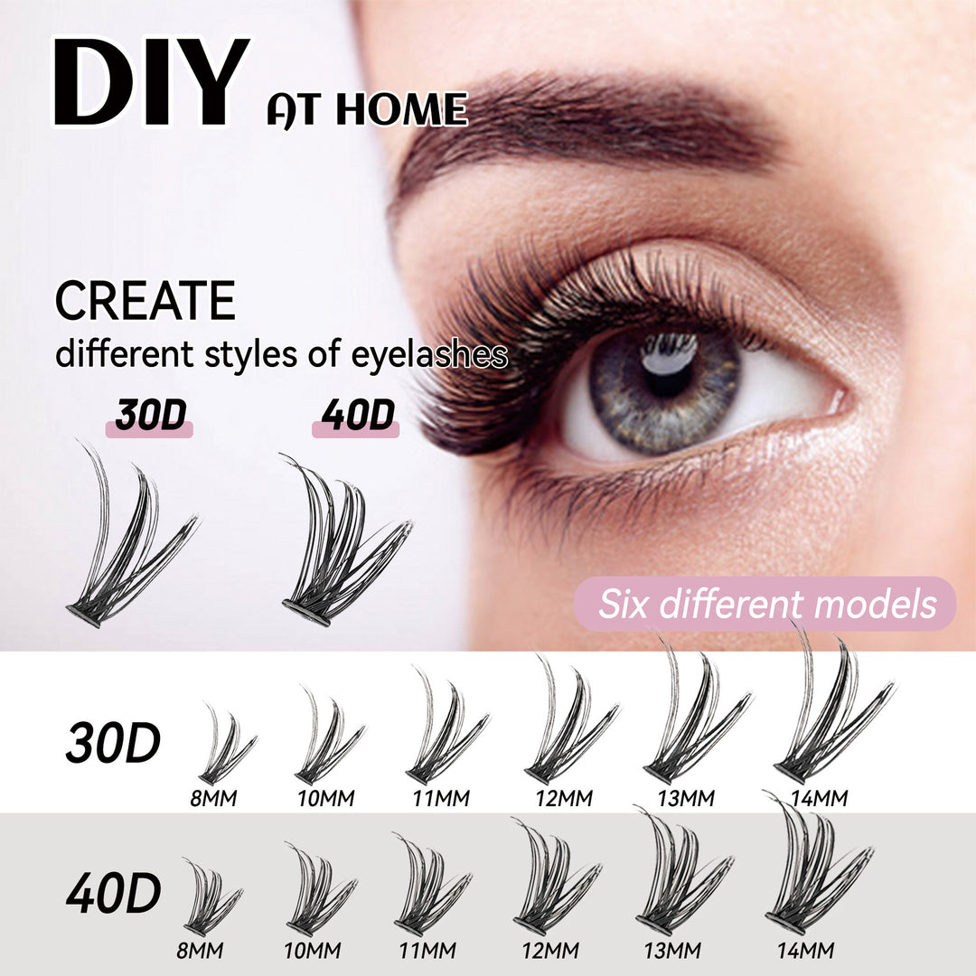 👁️✨ Eyelash Extension Kit Four-Piece Set – Single Cluster Natural Lash Box