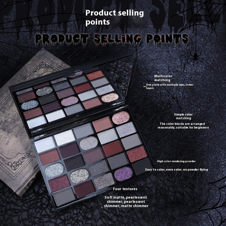 🖤 Cahill Dark Goth Eyeshadow Palette – Shimmer & Matte Punk Makeup Set ✨