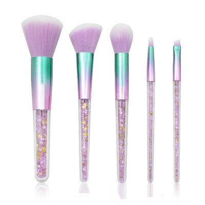 ✨ 5-Piece Transparent Handle Makeup Brush Set — Beauty Tools Kit 💄