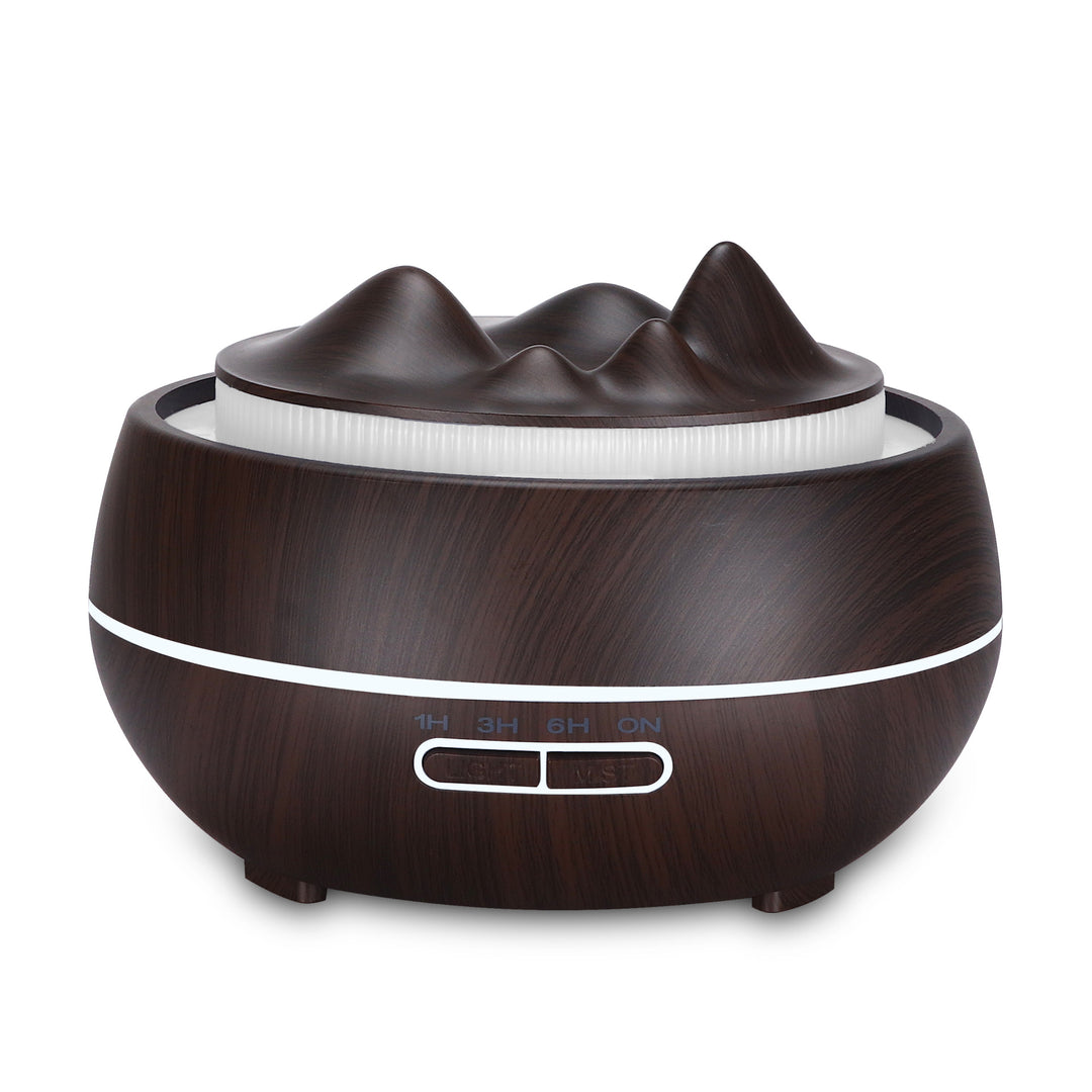 🌿💧 Wood Grain Aromatherapy Humidifier | LED Vase Diffuser 🌙✨