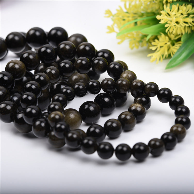 Gold Obsidian Bracelet – Natural Crystal Beads