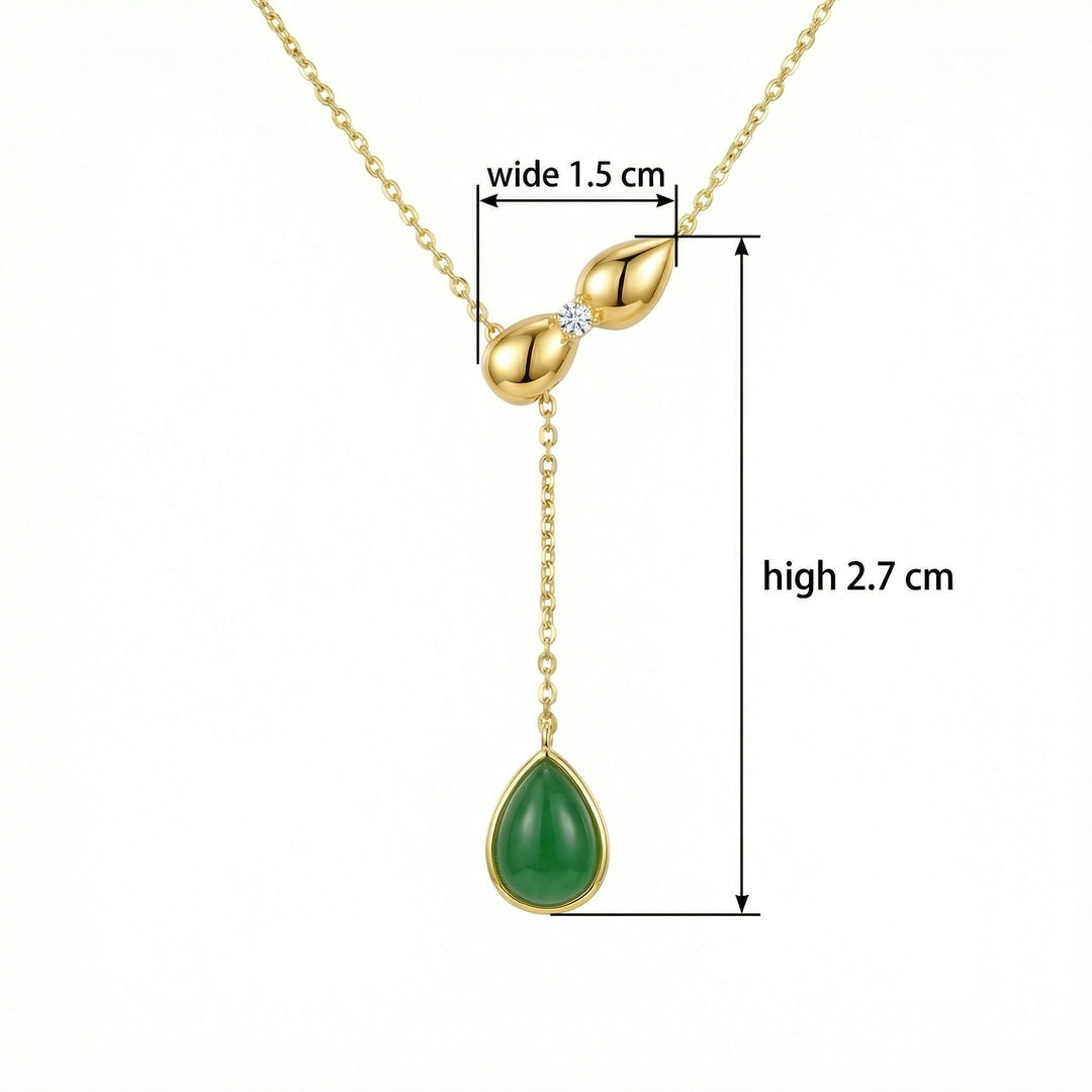 ✨ Green Gemstone Teardrop Necklace