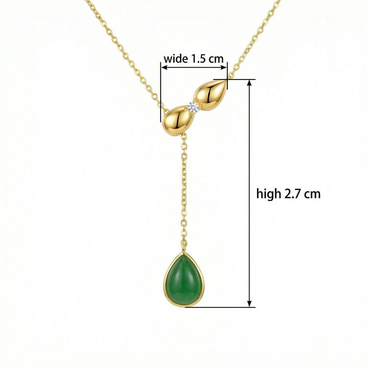✨ Green Gemstone Teardrop Necklace