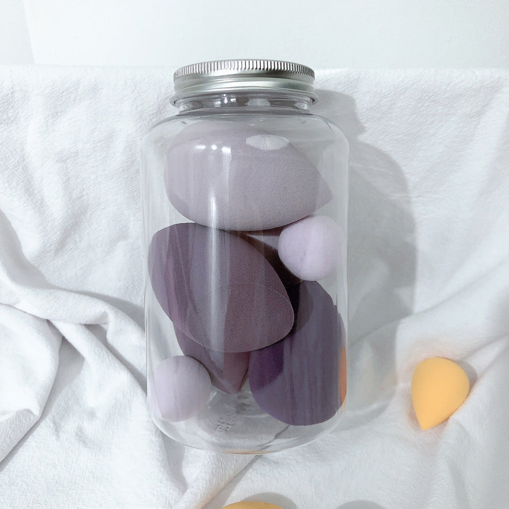 🥚💄 Set of 7 Beauty Egg Sponge Kit – Wet & Dry Makeup Blending Set with Storage Jar