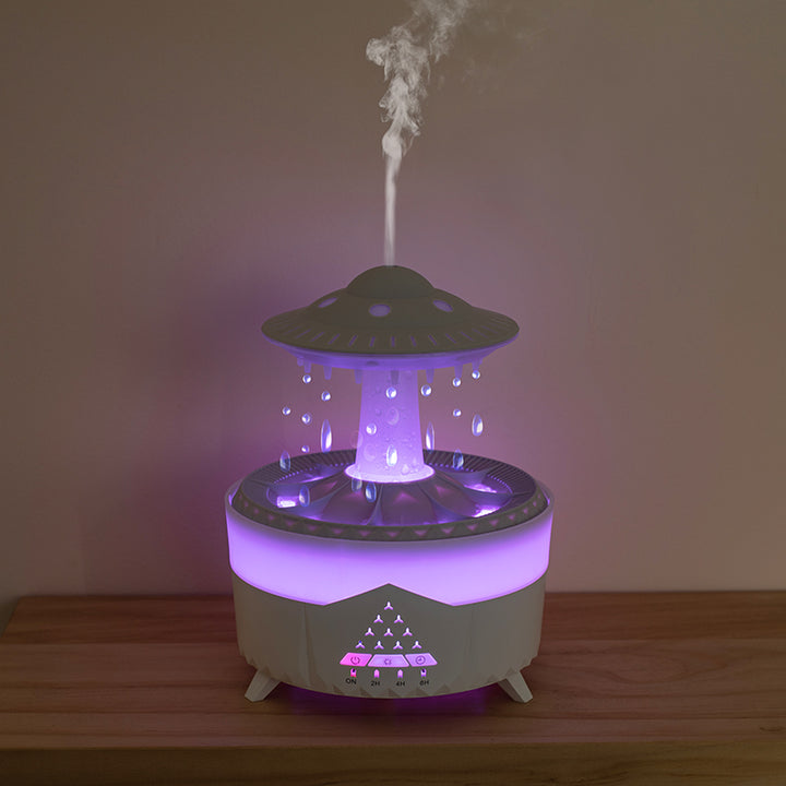 🌧️💧 UFO Raindrop Humidifier | 7-Color LED Aromatherapy Rain Diffuser ✨